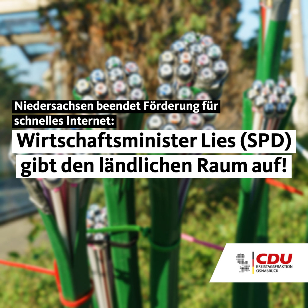 Wirtschaftsminister Lies (SPD) gibt den lndlichen Raum auf-Niedersachsen beendet Frderung fr schnelles Internet